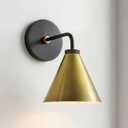 Retro Metal Cone Sconce Light - Modern Gold Wall Sconce with Metal Shade, Wall Mount Lighting for Bedroom, Hallway, Living Room (10.5W x 10.5" L x 12.5" H Black Plate and Gold), 11 inch