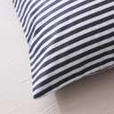 JELLYMONI 100% Natural Cotton 2pcs Striped Duvet Cover Sets,White Duvet Cover with Navy Blue Stripes Pattern Printed Comforter Cover,with Zipper Closure & Corner Ties, for Kids, Boys(Twin Size)