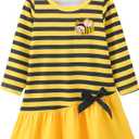 Baby Girl Fall Clothes: Soft Long Sleeve Bow Tie Print Outfits Casual Birthday Party Clothing for 6Months-3T (Yellow)