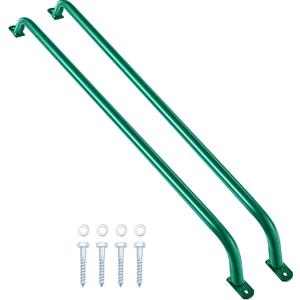 Lounsweer 2 Pcs Playground Accessories Metal Green Safety Handles Playhouse Ladder Handle Long Green Grab Handle Bars for Treehouse, Jungle Gym, Rock Climbing Wall, Playground (37 Inch)