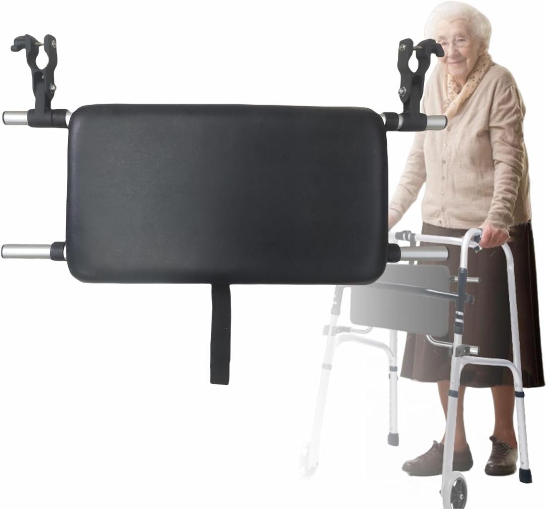 Universal Walker Rest Seat for Attachable Seat Folding Walker, Maximum Weight Capacity of 250 Pounds, Adjustable Range:20"~24"(Black)