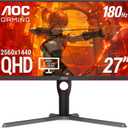 AOC Q27G3XMN 27" QHD Gaming Monitor, 2560x1440, Mini LED, 180Hz 1ms GtG, HDR 1000, sRGB137.5%, HDMI 2.0 x 1, DisplayPort 1.4 x1, Adaptive Sync, 3-Year Zero-Bright-dot