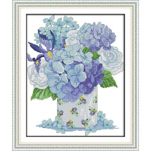 Howie's Needlepoint Cross Stitch Kits, 14CT Pre-Printed Pattern Needlepoint Kits, Full Range of Stamped Starter Kits(Blue Pincushion,12.60 x 15.2 inch)