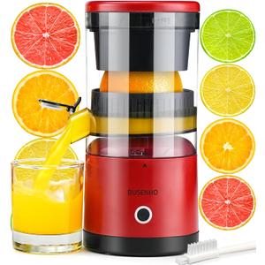 Electric Citrus Juicer Rechargeable - Electric Juicer Machines with USB and Cleaning Brush Portable Compact Juicer for Orange, Lemon, Limes (Red)
