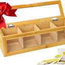Tea Bag Organizer, Bamboo Tea Bag Holder, with Magnetic Lid & Window – 3 Compartments Tea Bag Storage for Kitchen Countertop – EcoFriendly, SpaceSaving & Giftable for Tea Lovers