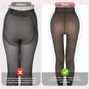 Fleece Lined Tights Women, Warm Pantyhose leggings Women,Fake Translucent Thermal Skin Colored Tights for Winter (Black, M)