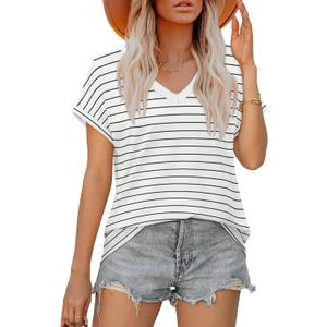 XIEERDUO Womens Summer Tops Short Sleeve Shirts Casual V Neck T Shirt Loose Fit Comfy XL