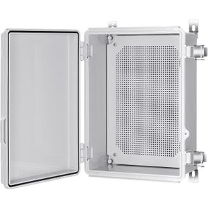 Gratury Junction Box, IP67 Waterproof Plastic Enclosure for Electrical Project, Hinged Grey Cover, Includes Mounting Plate and Wall Bracket (Grey Cover, 14.6"10.6"5.9")