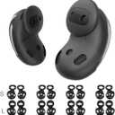 [8 Pairs] Galaxy Buds Live Ear Tips - Anti-Slip Silicone Cover Compatible With Samsung Galaxy Buds Live Earbuds Accessories Wing Replacement (Black) (2 Sizes - S/L)