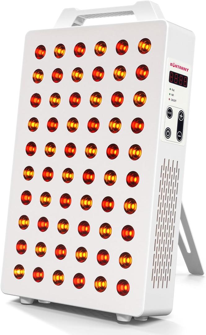 BONTANNY Red Light Therapy, 630/660/810/830/850nm 5 Wavelengths Red Near Infrared Light Device with 60 Dual Chip Clinical Grade LEDs, Remote Control, Timer for Face, Body, Pain Relief, BO-300 (White)