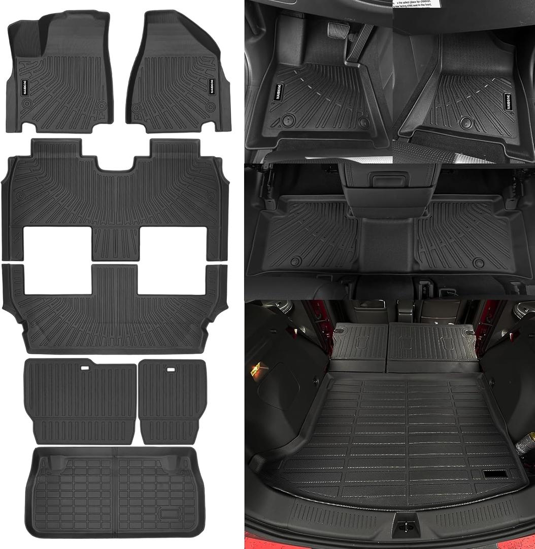 Naibeve Floor Mats Cargo Liner Backrest Mats for 2017-2025 Chrysler Pacifica Touring Hybrid Version 7 Passengers Floor Liners & Cargo Liners Accessories(Non Fit for Pinnacle Mode & Fuel)