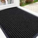 OLANLY Front Door Mat Indoor Outdoor Entrance, Waterproof Heavy Duty Doormat, Fade Resistant, Low Profile, Easy Clean Patio Porch Welcome Floor Mats for Entry, 36x24, Black