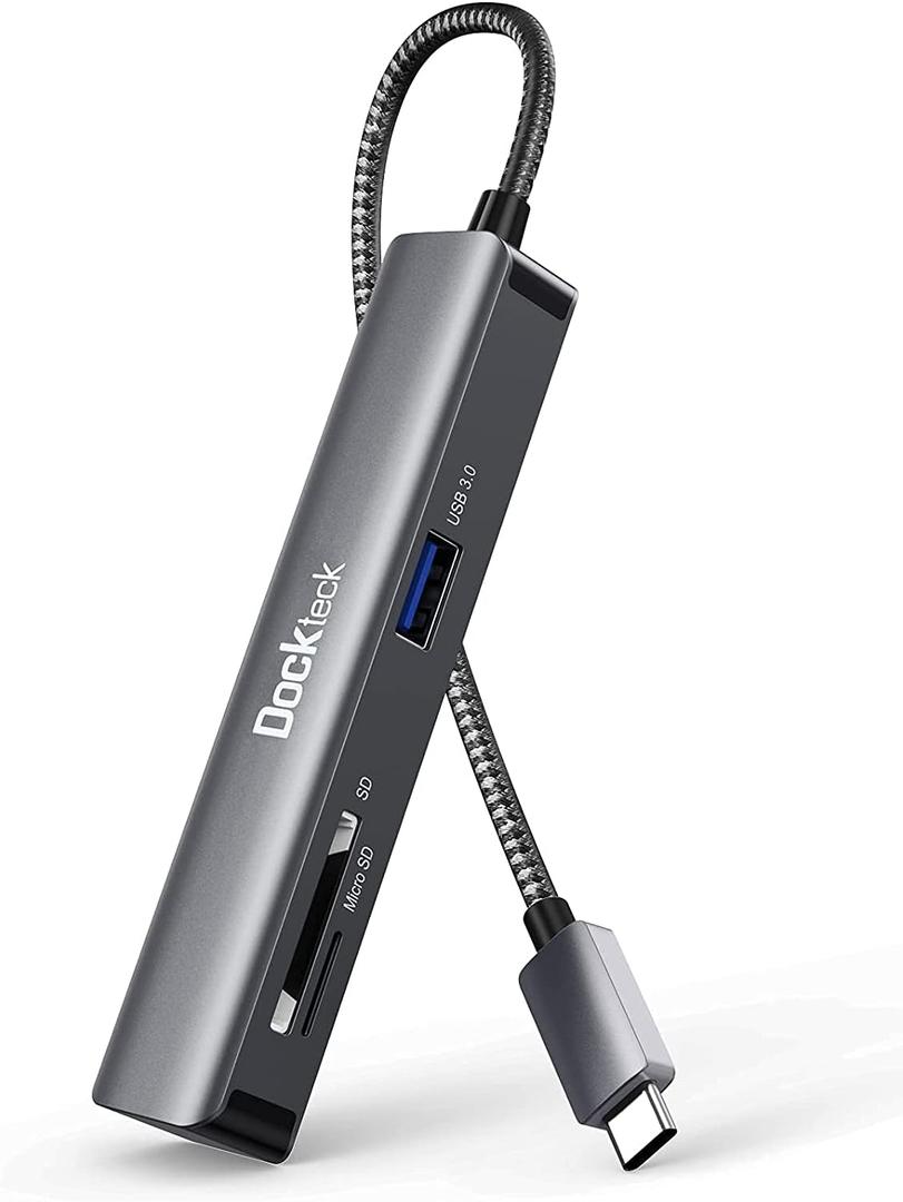 Dockteck USB C Hub, 5 in 1 USBC Hub Multiport Adapter with 4K HDMI, 2 USB A 5Gbps Data Ports, MicroSD and SD Card Reader, for MacBook Pro, MacBook Air, iPad Pro, Microsoft Surface Pro, and More