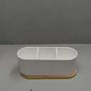 HouseJoy Countertop Silverware Holder, Silverware Caddy Organizer Holder for Forks, Spoons, Knives, Cutlery Caddy with 3 Compartments, Kitchen Utensil Holder for Party, Countertop (White)