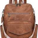 Backpack Purse for Women PU Leather Backpack Ladies Fashion Handbag Designer Shoulder Bag Small Travel Bag Brown, Size 14"L x 5"W x 13"H