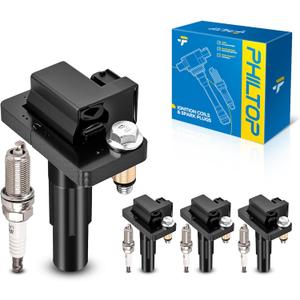 PHILTOP Ignition Coil Pack and Iridium Spark Plugs Fits for Subaru 2011-2014 Impreza 2.5T, Subaru 2015-2018 WRX STI, Subaru 2011-2013 Forester 2.5T, Subaru 2010-2012 Legacy 2.5T, 4PCS UF665
