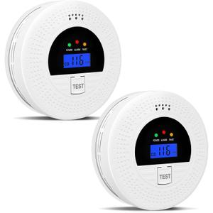 2Pack, Smoke Alarm and Carbon Monoxide Detector, Carbon Monoxide and Smoke Detectors with LCD Display, Battery Powered, Easy to Install