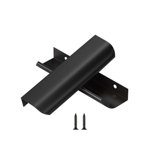 homdiy 10 Pack 5 inch Black Cabinet Pulls Edge Finger Pulls for Cabinets Dresser Drawer Handles for Kitchen Cupboard Flat Hidden Handles Aluminum Alloy