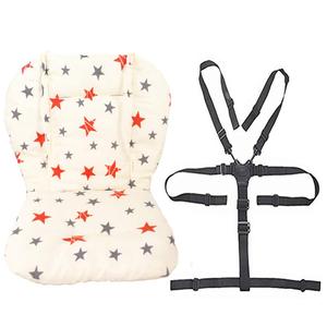 Twoworld Baby High Chair Seat Cushion Liner Mat Pad Cover and High Chair Straps (5 Point Harness) 1 Suit (Stars) (Ashown)