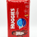 Huggies Little Snugglers Baby Diapers, Size 1.   33 Ct, Newborn Diapers