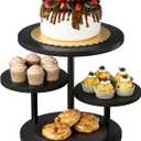Cupcake Tower for 50 Cupcakes 4 Tier Wooden Dessert Display Stands 360Rotatable Cookie Display Stand with Tiered Trays Round Cake Stand for Parties Wedding Halloween Dessert Table, Black