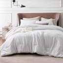 Bedsure California King Comforter Set - Grayish White Soft Bedding for All Seasons, Cationic Dyed Bed Set, 3 Pieces, 1 California King Size Comforter (104"x96") and 2 Pillow Shams (20"x36"+2")