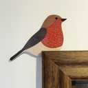 2 x Wooden Robin Door Toppers, Bird Door Corner, Christmas Gift for Nature Lovers, Robin Pair Decor, Kids Room Decor, Christmas Gifts, Ideal Housewarming Gift, 5.5x5 inches