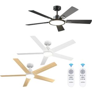 addlon 52 Black Ceiling Fan and 2 Pack 52" Ceiling Fans with Lights Bundle