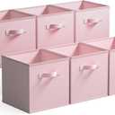 GRANNY SAYS Cube Storage Bins, 11 Inch Storage Cube Organizer, Collapsible Fabric Storage Cubes with Handle, Decorative Cube Storage Organizer for Shelves, Closet, Pink, 6-Pack