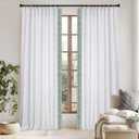Natural Linen Embroidered Border Curtains, Rod Pocket Back Tab Room Light Filtering Indoor Privacy Window Panel, Suitable for Bedrooms and Living Rooms (2 Panels, Snow White V2,50Wx96L)