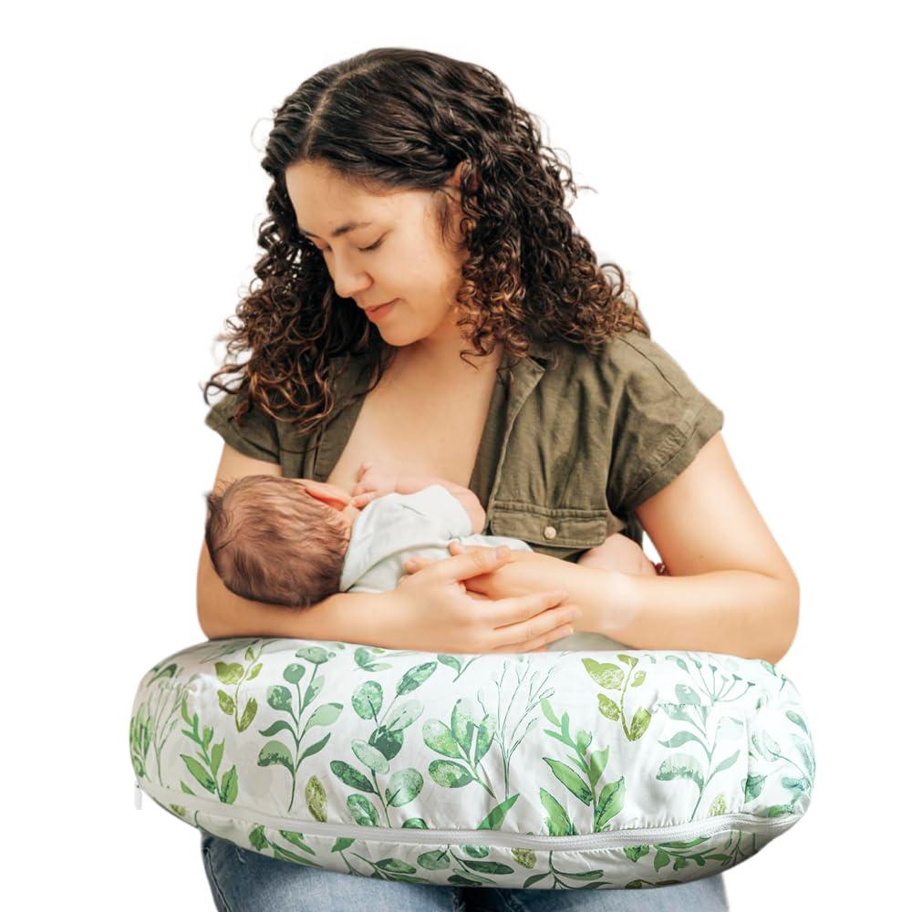 Boppy Nursing Pillow - Firm, Ergonomic U-Shaped Bottle and Breastfeeding Pillow with High Lift for Comfort and Support, Spacious Surface - Green Sage Leaf
