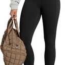 ODODOS Cloud Feeling Gathered Cross Waist Leggings with Pockets for Women 25" / 28" Crossover Lounge Yoga Pants (Medium, Black)