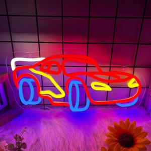 Car Neon Sign for Wall Decor, Racing Car Neon Led Sign, Dimmable Neon Light Sign for Bedroom, Playroom, Birthday Party, Gift for Racing Fans
