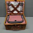 Picnic Basket for 2 - Picnic Basket with Cutlery Kit and Glasses, Insulated Picnic Set with Waterproof Liner, Portable Wicker Picnic Baskets with Lid and Handle for Outdoor, Picnic, Camping, Holidays