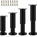 4PCS Adjustable 7.08-12.2 Inch Metal Furniture Legs Black Furniture Replacement Foot Legs for Kitchen Cabinet Sofa Bed Desk Table Feet Support(Black)