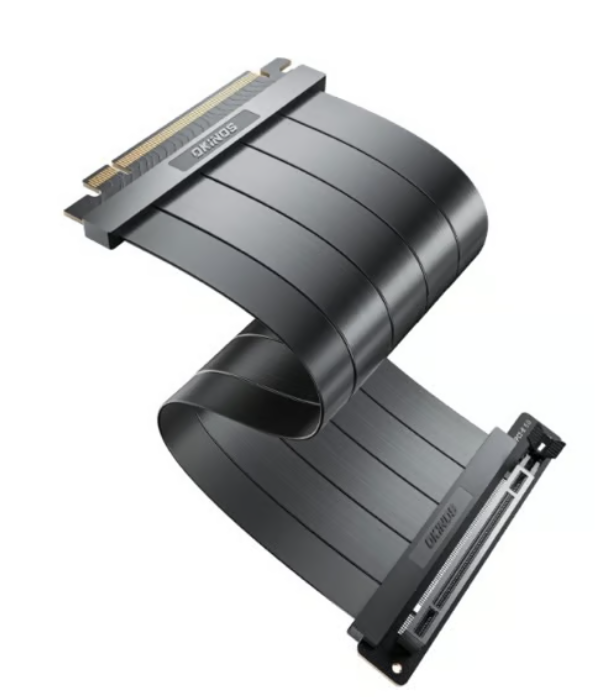 Okinos PCIE 5.0 Riser Cables, 64GB/s for RTX5090 RX9070 GPU, PCIe Extension Card, Backward Compatible with PCIe 4.0 & 3.0, 200mm Black