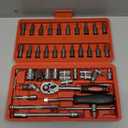 Egofine 46 Pieces 1/4 inch Drive Socket Ratchet Wrench Set, with Bit Socket Set Metric and Extension Bar for Auto Repairing and Household, with Storage Case