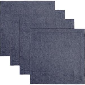 Solino Home Navy Blue Placemats Set of 4-100% Pure Linen Placemats 14 x 14 Inch for Spring, Summer, Mothers Day, Memorial Day - Fete