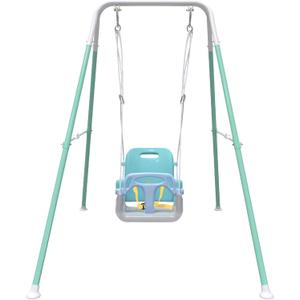 Multifunctional Toddler Swing, Foldable Baby Swing Outdoor & Indoor Use, Easily Installable and Storable (Blue)