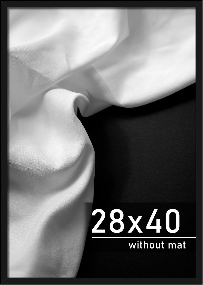 Picrit 28x40 Poster Frame, Black Engineered Wood Picture Frame for Horizontal or Vertical Wall Mounting and Displaying Artwork Photos, 1 Pack