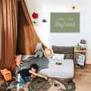 Long Live Boyhood Boys Room Decor, Sage Green Nursery Playroom Toddler Boy Linen Canvas Banner Wall Hanging Flag Baby Little Boy Kids Teen Room Bedroom Decorations, 30x20 Inch