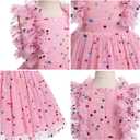 IDOPIP Flower Girls Sequin Butterfly Dot Tutu Dress for Kids Baby First Communion Wedding Princess Birthday Party Dresses (Pink, 120)