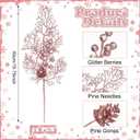 Tigeen 12 Pcs Christmas Tree Picks Bulk Artificial Christmas Tree Filler Glitter Berries Stems Branches Floral Decorations 15.75'' Xmas Sprays Twigs Berry Picks for Vase (Rose Gold)