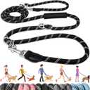 Lukovee Hands Free Dog Leash, 10FT Adjustable Training Lead 1/2 Inch Nylon Heavy Duty Lead No Pull for Large Medium Dogs, Tangle Free Reflective Waist-Leash for Walking Running, Black