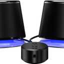 Amazon Basics Bluetooth Computer Speakers with USB 3.0, LED Blue Lighting, Volume Control, USB Powered, Set of 2
