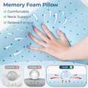Neck Pillow for Sleeping, Travel Pillow, Camping Pillow, Ergonomic Memory Foam Compressible Medium Firm, Ideal for Home, Bedroom, Office and Camping (Light Blue, M) (M-17.7x12x4/3 In)