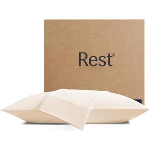 REST Evercool+ Cooling Pillowcases Standard - 2 Pillowcases for Sensitive Skin, Silver Infused Fabric for Hygienic Sleep, Silky Smooth for Curly Hair, High Elastic for Snug Fit (19x29 inches) (Snow Ivory)