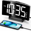 GOLOZA Digital Alarm Clocks for Bedrooms, Digital Clock with Modern Curved Design, Conspicuous 6 Colors RGB Display, 5 Levels Brightness+Off, 2 Volume, 3 Alarm Tones, Snooze, Power-Off Memory, 12/24H (Classic White)