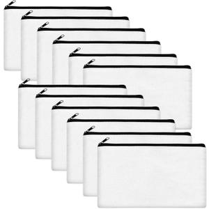 Legigo Blank Canvas Bag Zipper Pouch Makeup Bags Bulk - Multi-Purpose Canvas Pencil Pouch with Sturdy Zipper, Cosmetic Bag Travel Toiletry Bag for DIY Craft Projects, Storage (8.3 x 5 inches) (Off White)