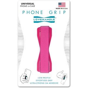 LOVEHANDLE Universal Phone Grip for Smartphones & Mini Tablets - Phone Holder for Hand - Wireless Charging Compatible - Made in The USA - Solid Magenta